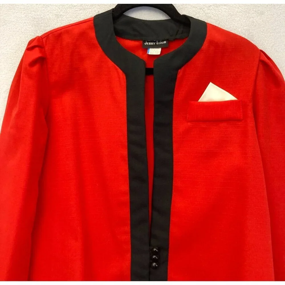 Vintage 90s Jerry Leigh Cherry Red Blazer Womens Size 18‎ Lightweight Steampunk